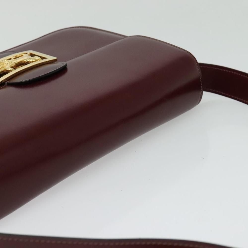 CELINE Horse Carriage Shoulder Bag Leather Bordeaux Gold Auth yk18928 - Picture 6 of 16